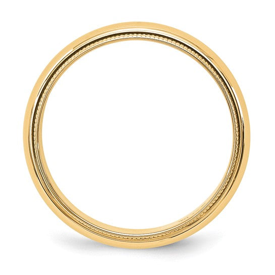 14K Yellow Gold Milgrain Domed Half-Round 5 mm No Stone Wedding Band Finely Crafted