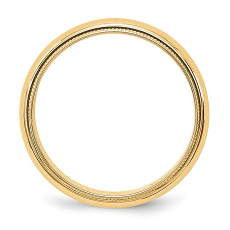14K Yellow Gold Milgrain Domed Half-Round 5 mm No Stone Wedding Band Finely Crafted