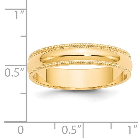 14K Yellow Gold Milgrain Domed Half-Round 5 mm No Stone Wedding Band Finely Crafted