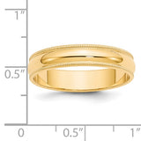 14K Yellow Gold Milgrain Domed Half-Round 5 mm No Stone Wedding Band Finely Crafted