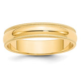 14K Yellow Gold Milgrain Domed Half-Round 5 mm No Stone Wedding Band Finely Crafted