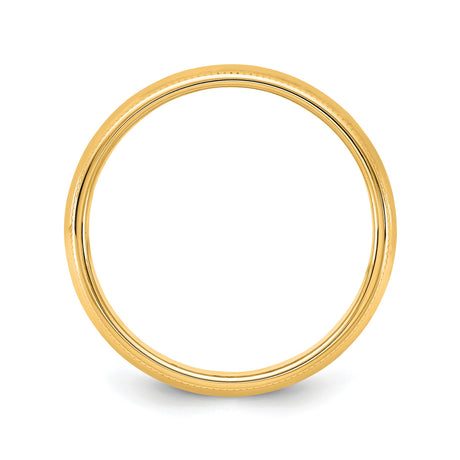 14k Yellow Gold Milgrain, Domed wedding band ring alternate angle
