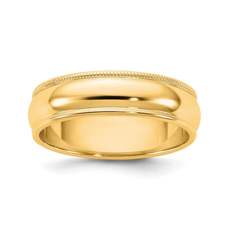 14k Yellow Gold Milgrain, Domed wedding band ring