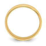 14K Yellow Gold Milgrain Domed Half Round Wedding Band 6mm Solid Wide Ring