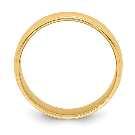 14K Yellow Gold Milgrain Domed Half Round Wedding Band 6mm Solid Wide Ring