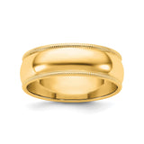 14k Yellow Gold Milgrain, Domed wedding band ring