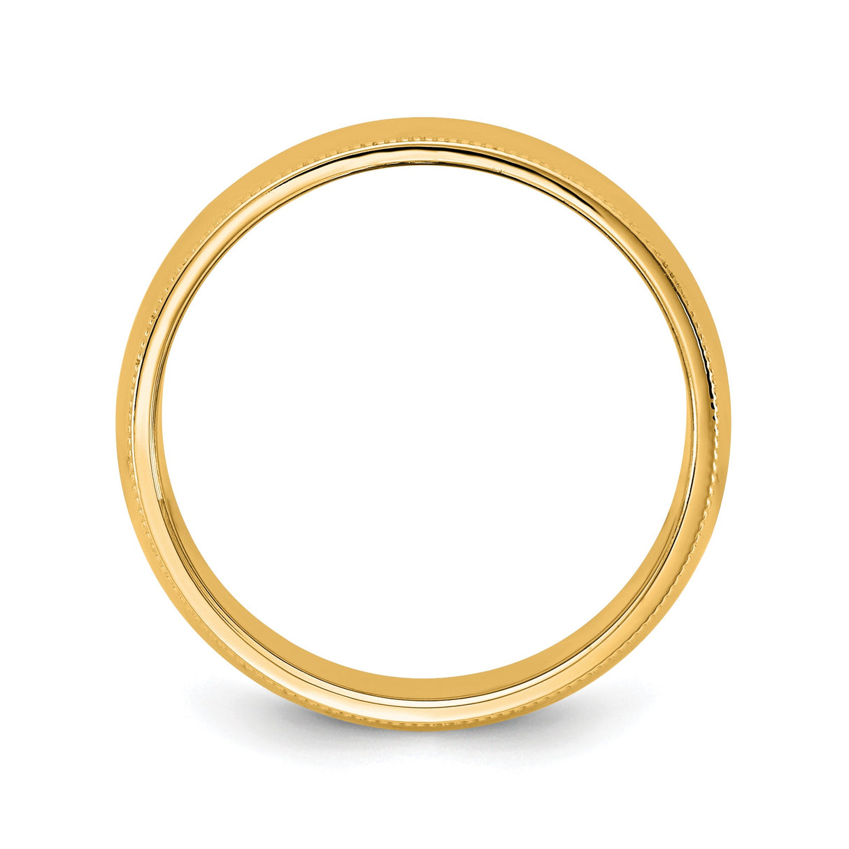 10k Yellow Gold Milgrain, Domed wedding band ring alternate angle