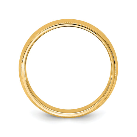 10k Yellow Gold Milgrain, Domed wedding band ring alternate angle