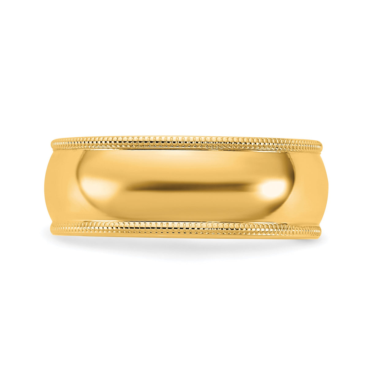 10k Yellow Gold Milgrain, Domed wedding band ring detail view