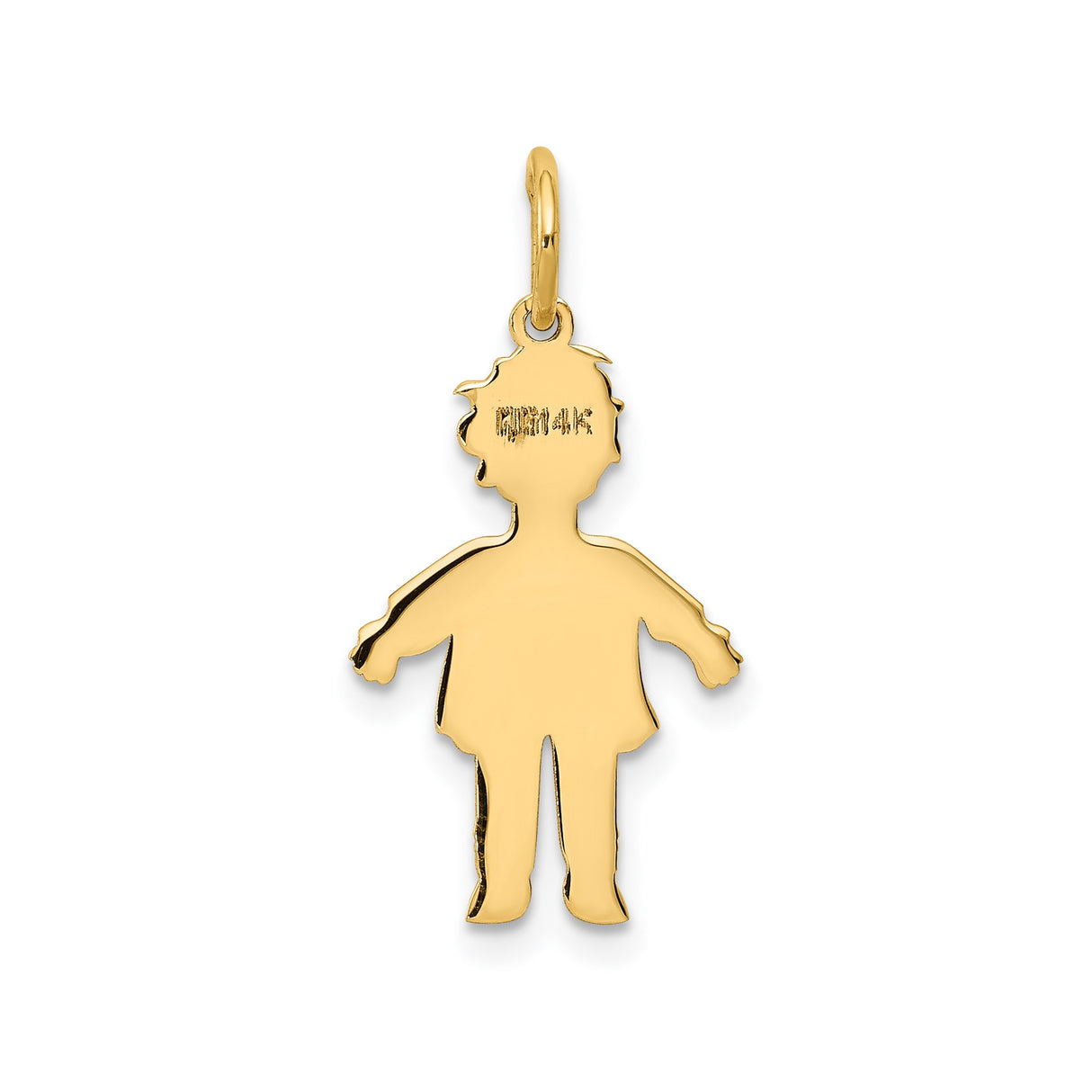 14k Yellow Gold Boy Silhouette Pendant Charm, Textured Figure Design, Sentimental Keepsake Jewelry