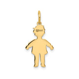 14k Yellow Gold Boy Silhouette Pendant Charm, Textured Figure Design, Sentimental Keepsake Jewelry