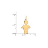 14k Yellow Gold Boy Silhouette Pendant Charm, Textured Figure Design, Sentimental Keepsake Jewelry