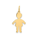 14k Yellow Gold Boy Silhouette Pendant Charm, Textured Figure Design, Sentimental Keepsake Jewelry