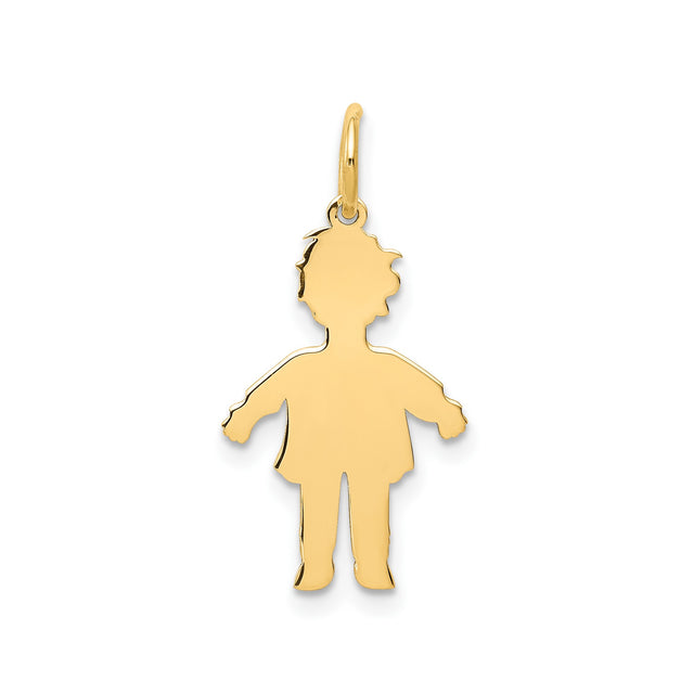 14k Yellow Gold Boy Silhouette Pendant Charm, Textured Figure Design, Sentimental Keepsake Jewelry