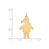 14k Yellow Gold Girl Silhouette Pendant with Pigtails and Small Cross, Christian Charm