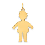 Plain Polished Large Boy Charm Pendant in Real 14k Yellow Gold