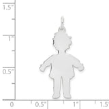 Plain Polished Large Boy Charm Pendant in Real 14k White Gold