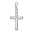 14k White Gold Cross Pendant, Smooth Polished Modern Religious Charm for Men and Women
