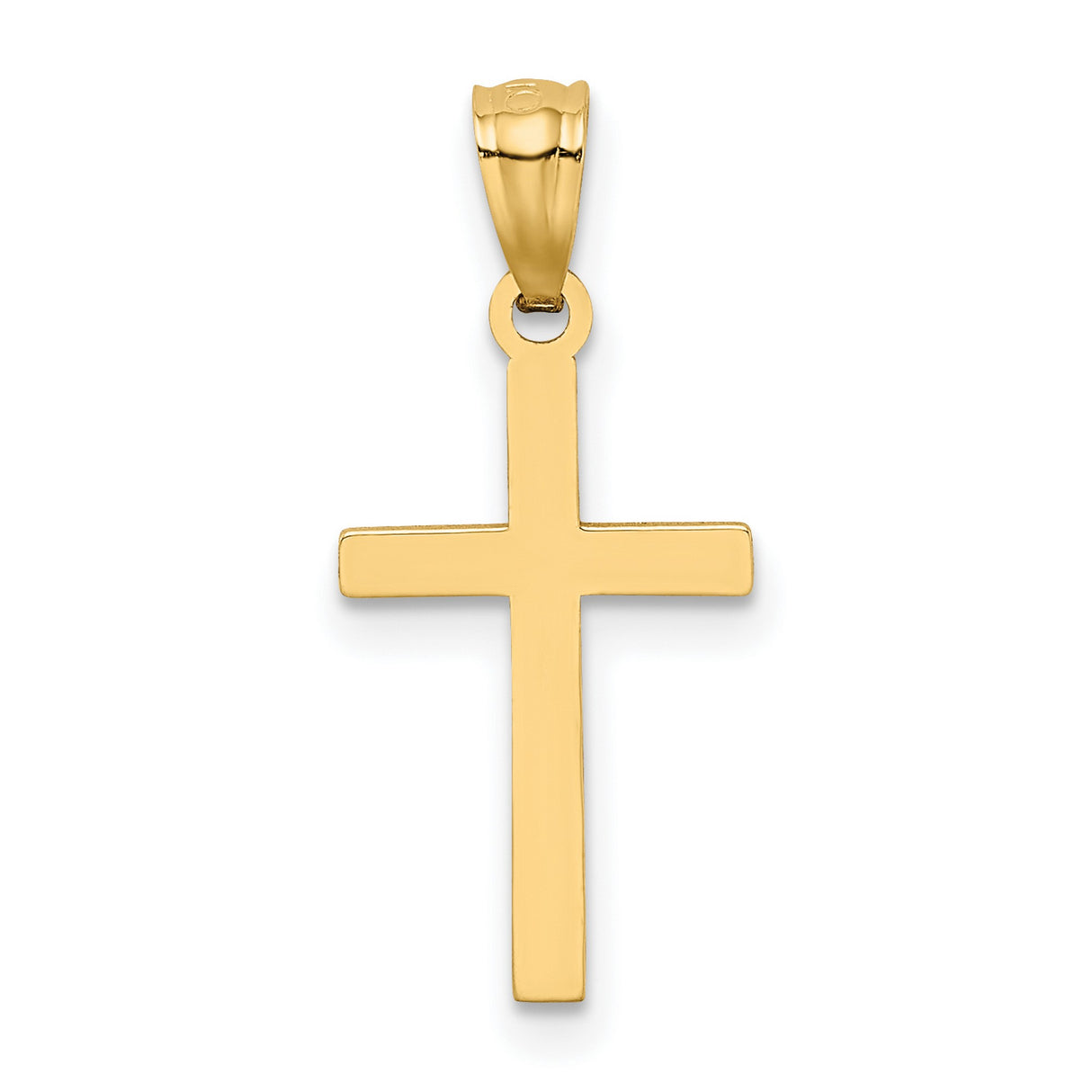 Diamond-Cut Latin Cross Charm Pendant in Real 14k Yellow Gold