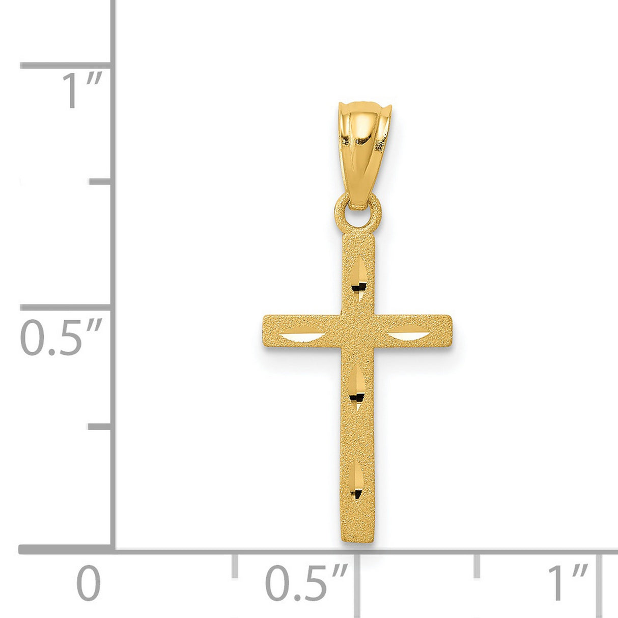 Diamond-Cut Latin Cross Charm Pendant in Real 14k Yellow Gold