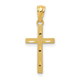 Diamond-Cut Latin Cross Charm Pendant in Real 14k Yellow Gold