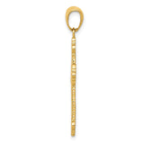 14k Yellow Gold Cross Pendant with Filigree Scrollwork, Polished Openwork Design