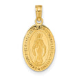 14k Yellow Gold Miraculous Medal Pendant with Virgin Mary and Inscribed Prayer