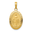 14k Yellow Gold Miraculous Medal Pendant with Virgin Mary and Prayer
