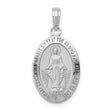 Oval Miraculous Medal Of The Our Lady Of Graces With Words Charm Pendant in Real 14k White Gold