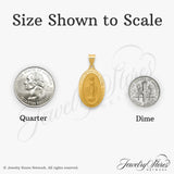 14k Yellow Gold Miraculous Medal Pendant with Virgin Mary Oval Religious Design