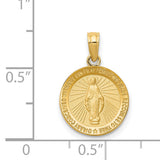 Miraculous Medal Our Lady of Graces with Words Solid Round Charm Pendant in Real 14k Yellow Gold