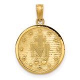 Miraculous Medal Our Lady of Graces Solid Round Charm Pendant in Real 14k Yellow Gold