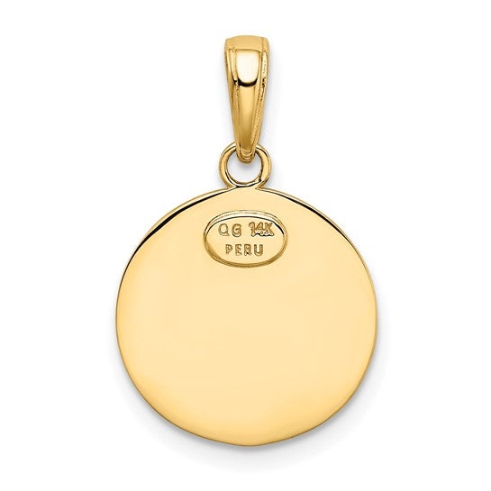 14k Yellow Gold Saint Christopher Medal Pendant, Travel Talisman Religious Charm with Matte Finish