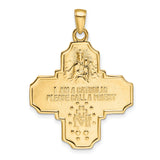 Solid Four Way Cross Cruciform Charm Pendant in Real 14k Yellow Gold