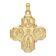 Solid Four Way Cross Cruciform Charm Pendant in Real 14k Yellow Gold