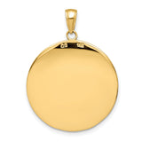 Solid Saint Christopher Protect Us Words with Three Stars Round Medal Charm Pendant in Real 14k Yellow Gold