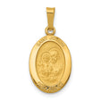 Solid Saint Joseph Pray For Us Words Oval Medal Charm Pendant in Real 14k Yellow Gold