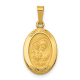 Solid Saint Joseph Pray For Us Words Oval Medal Charm Pendant in Real 14k Yellow Gold