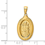 Solid Saint Joseph Pray For Us Words Solid Oval Medal Charm Pendant in Real 14k Yellow Gold