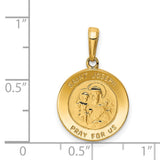 Saint Joseph Pray For Us Words Solid Round Medal Charm Pendant in Real 14k Yellow Gold