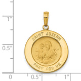 Saint Joseph Pray For Us Words Solid Round Penny Size Medal Charm Pendant in Real 14k Yellow Gold