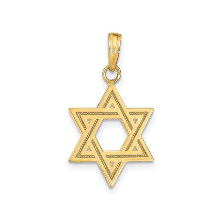 14k Yellow Gold Star of David Pendant, Interlocking Triangle Jewish Faith Charm