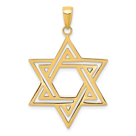 14k Yellow Gold Star of David Pendant with Interlocking Double Triangle Design