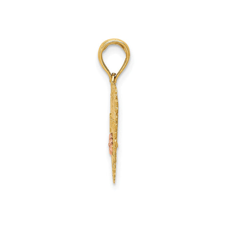14k Two-Tone Gold Heart Pendant with Grandma Script and Rose Gold Floral Detail