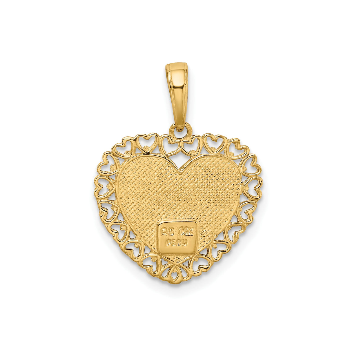 14k Two-Tone Gold Heart Pendant with Grandma Script and Rose Gold Floral Detail