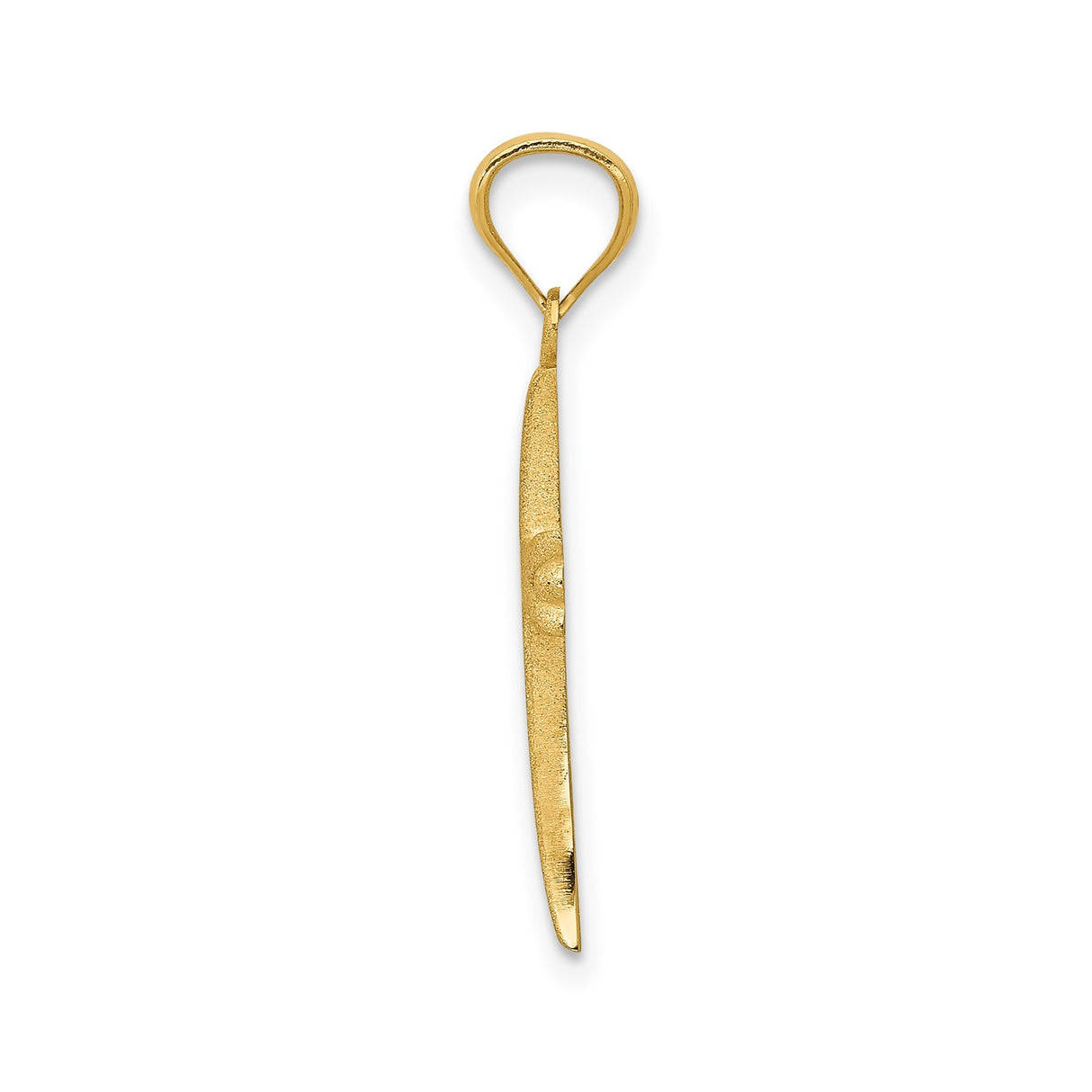 14k Yellow Gold Fleur De Lis Cross Pendant with Diamond Cut and Polished Starburst Design