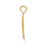 14k Yellow Gold Fleur De Lis Cross Pendant with Diamond Cut and Polished Starburst Design
