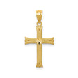 14k Yellow Gold Fleur De Lis Cross Pendant with Diamond Cut and Polished Starburst Design