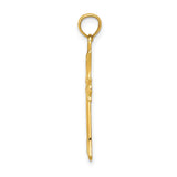 14k Yellow Gold Cross Pendant with Fleur De Lis Floral Design and High Polish Finish