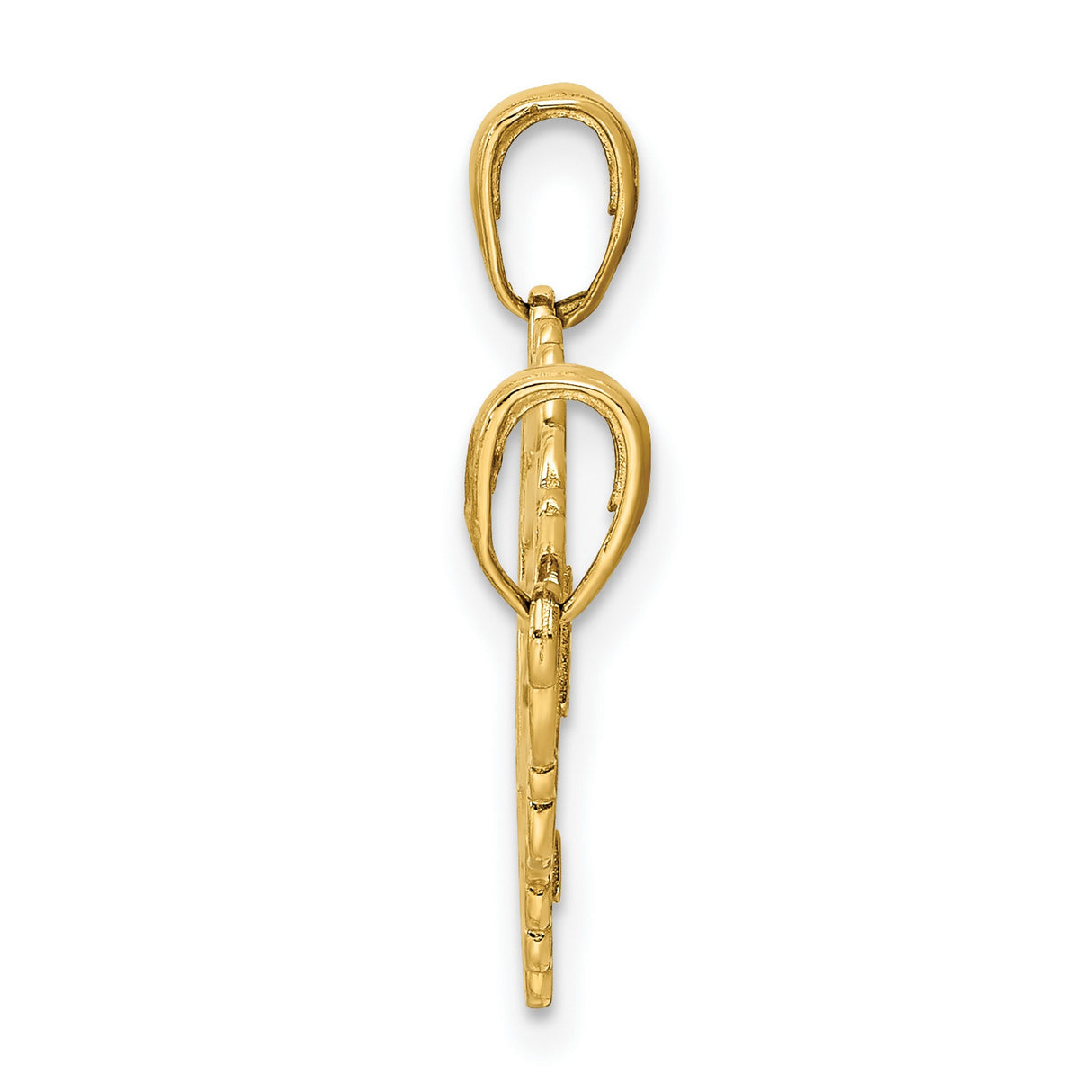 Break Apart Heart Key Charm Pendant in Real 14k Yellow Gold